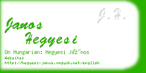 janos hegyesi business card